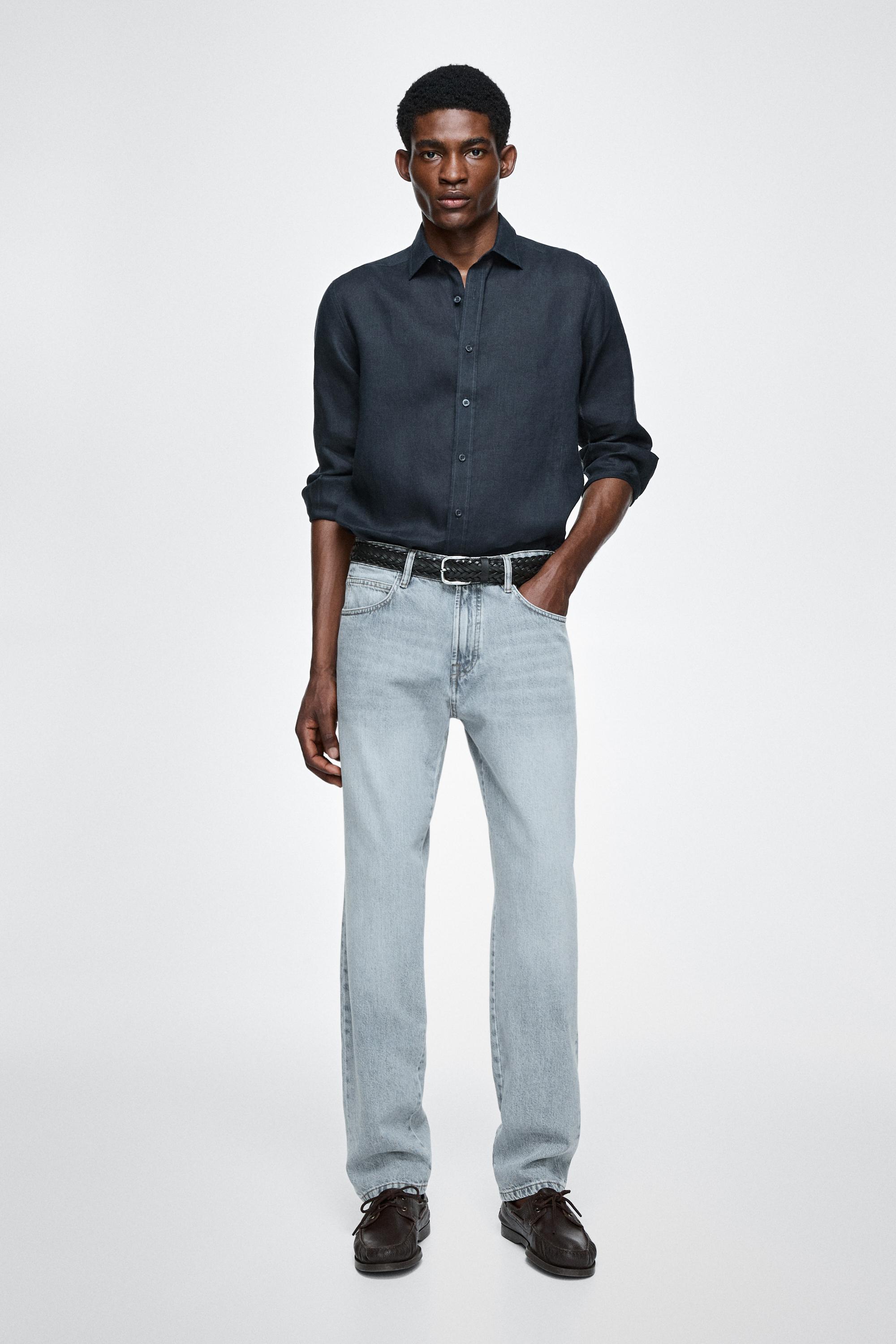 Tapered fit cotton jeans
